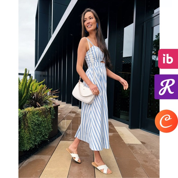 NWT NINE WEST White Linen Blend Cutout Midi Dress XS - Picture 3 of 11